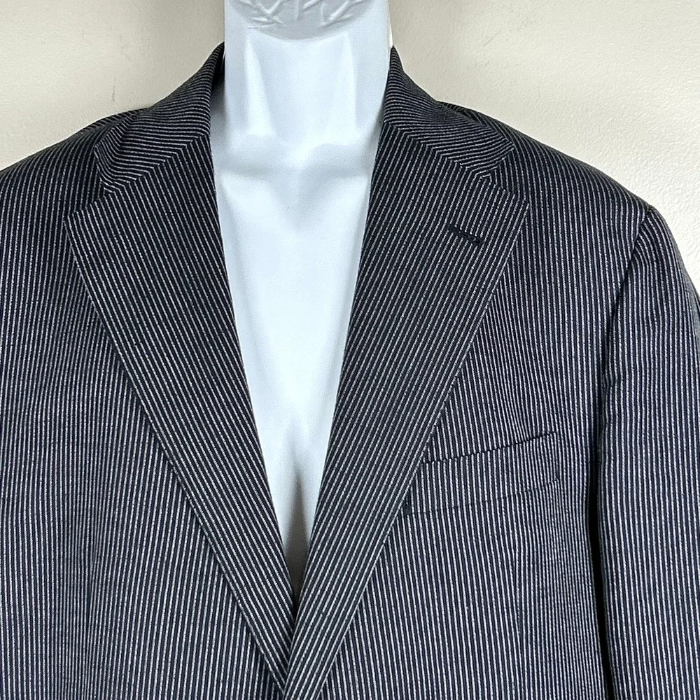 Corneliani Gray Pinstripe Blazer 2-Button Sport Coat Mens ~42R Cotton Flax Silk